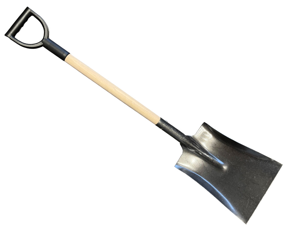 Square mouth shovel with 80cm handle and plastic D-grip